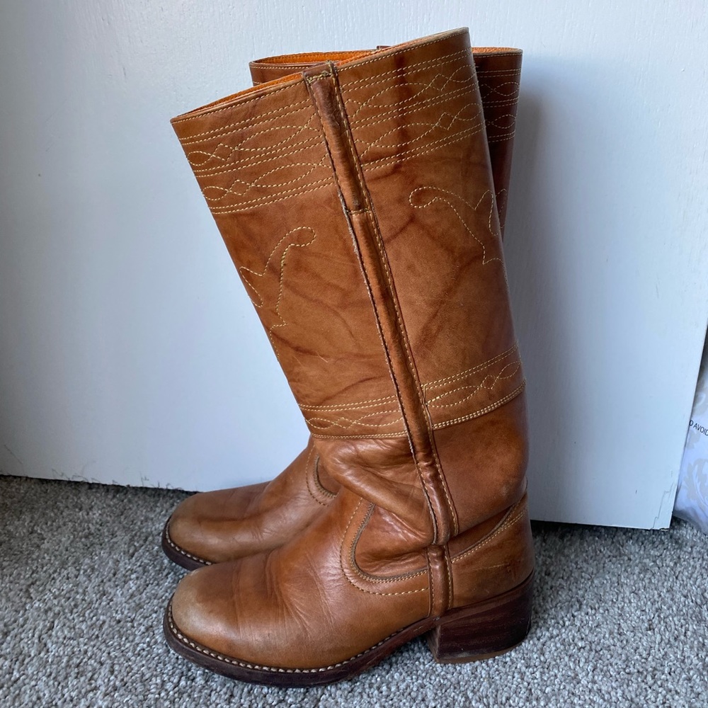 FRYE Campus Boots Montana Saddle Stitching HorseWomen 7 RUN SMALL